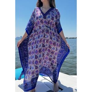 Paisley floral geo Kaftan Dresses for Women Beach Coverups, One Size